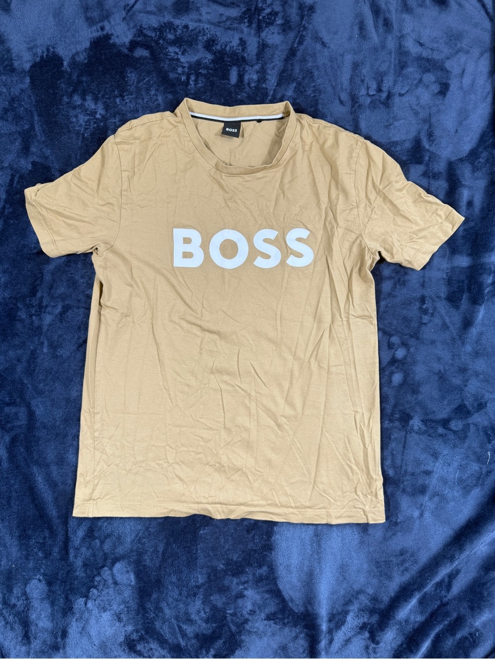 Boss Tan Short-Sleeve Tee with White Logo